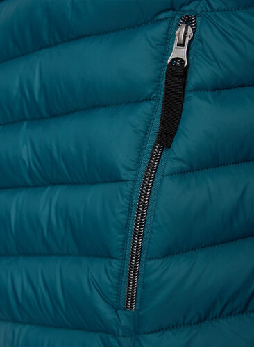 Gesteppte leichte Jacke mit abnehmbarer Kapuze und Taschen, Deep Teal, Packshot image number 3
