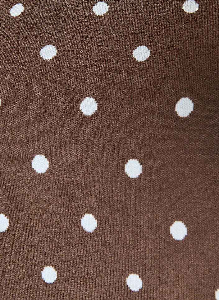 Kurz&auml;rmelige Strickbluse mit Polka Dots, Braun, Packshot image number 2