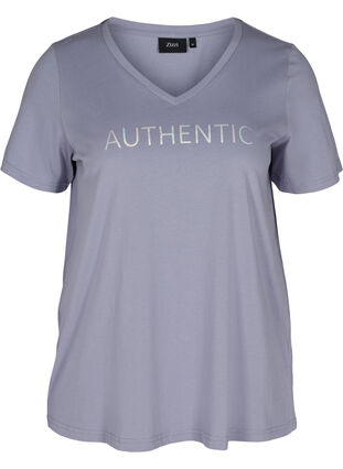 T-Shirt aus Baumwolle mit V-Ausschnitt, Silver Bullet, Packshot image number 0