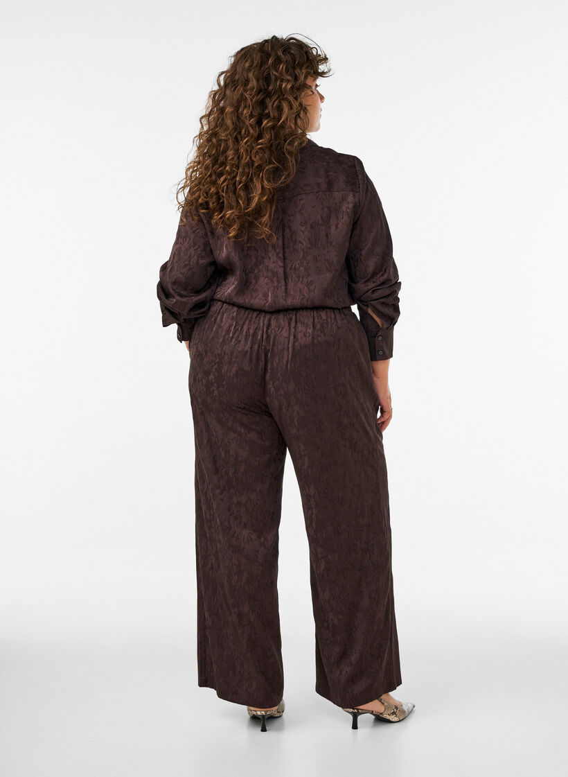 Weite Hose mit Paisleymuster und hoher Taille, Braun, Model image number 1
