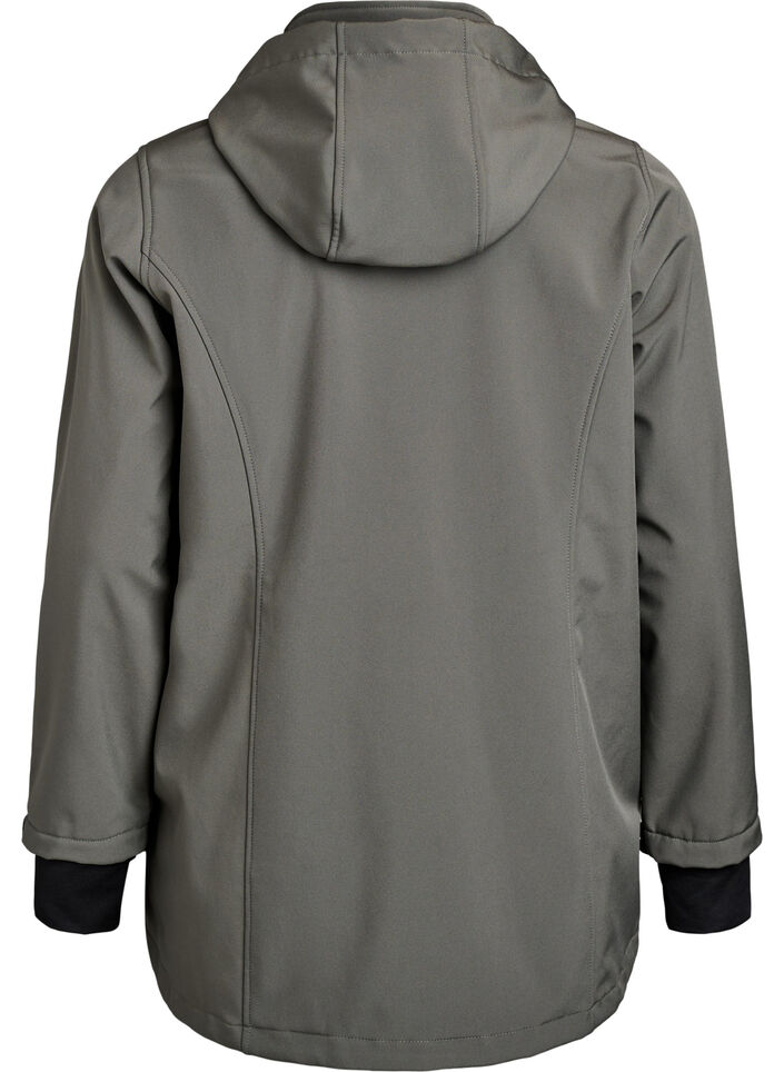 Softshelljacke aus kurzem Schnitt mit abnehmbarer Kapuze, Grau, Packshot image number 1