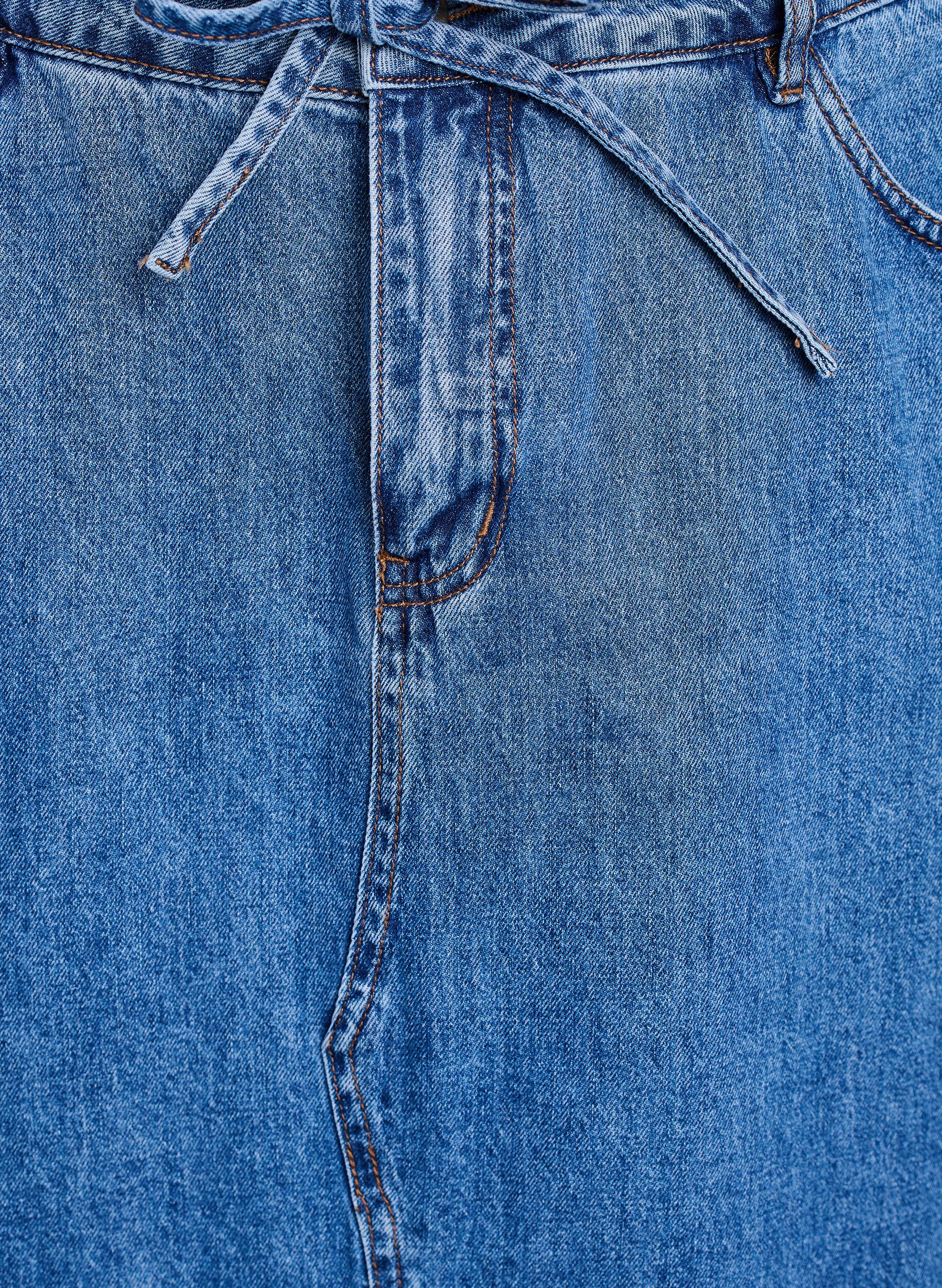 Zizzi Denim-Maxirock mit Bindeg&uuml;rtel, Blau, Packshot image number 2