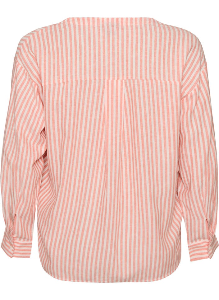 Bluse aus Leinen und Viskose mit V-Ausschnitt, Orange, Packshot image number 1