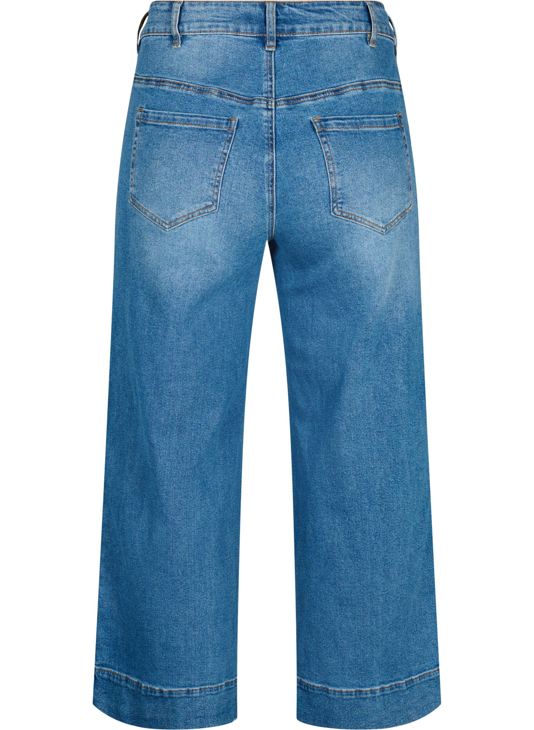 Zizzi Cropped Jeans mit breitem Bein, Blau, Packshot image number 1