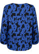Langärmelige Bluse mit Rüschen, Black Blue AOP, Packshot image number 1