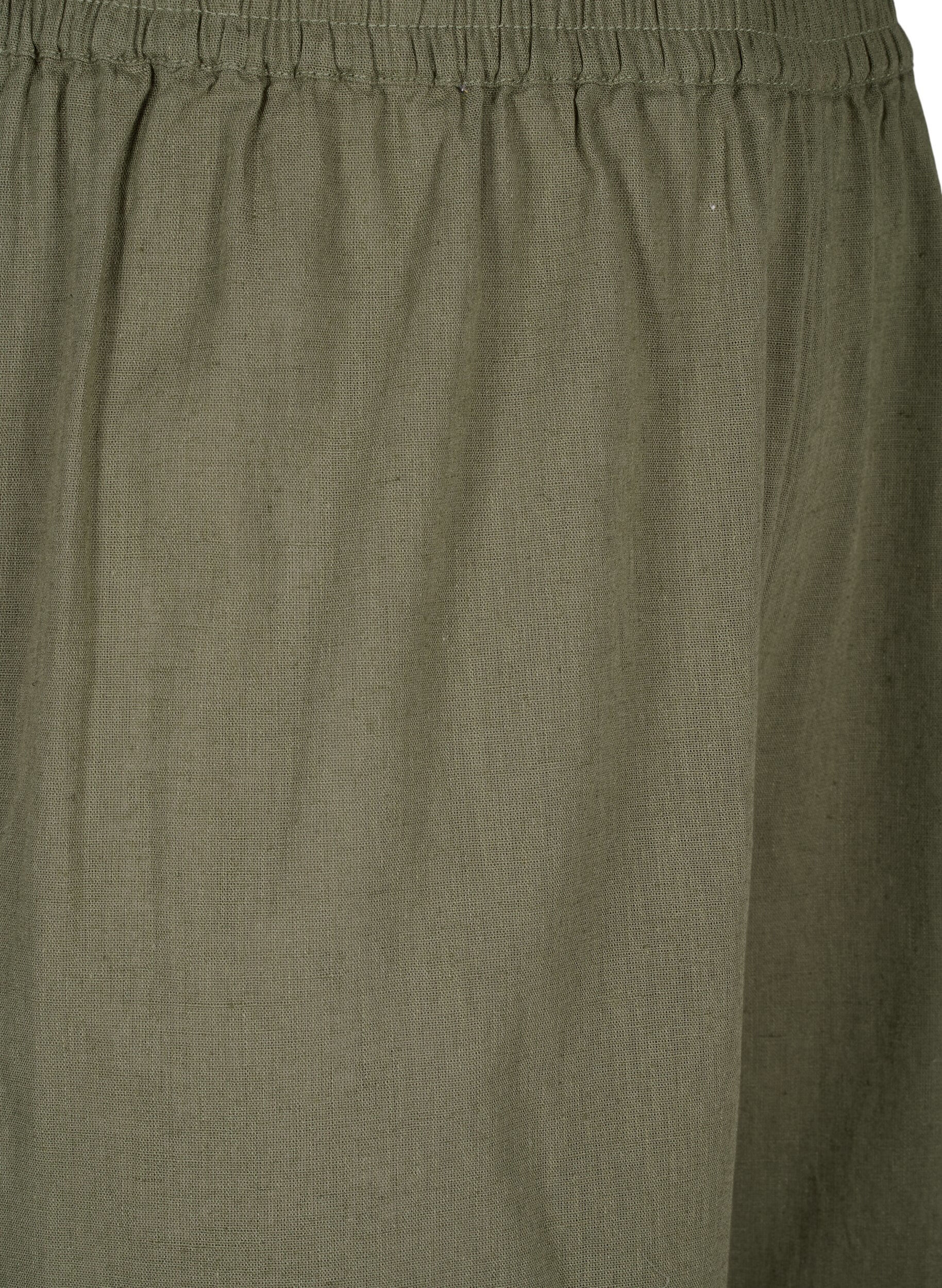 Zizzi 7/8-Hose aus Baumwollmischung mit Leinen, Deep Lichen Green, Packshot image number 2
