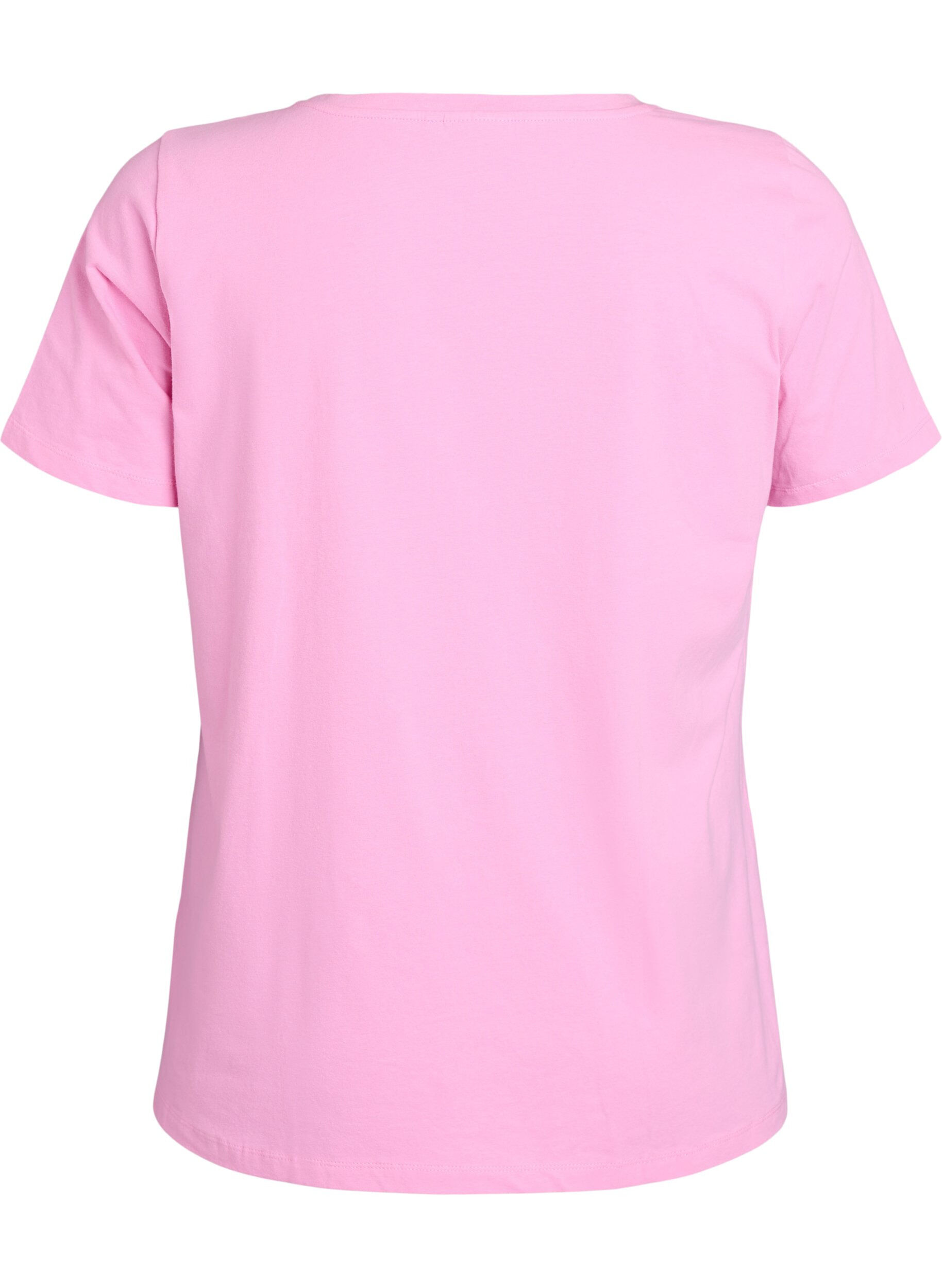 Zizzi Einfarbiges basic T-Shirt aus Baumwolle, Pink, Packshot image number 1