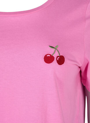 T-Shirt aus Baumwolle mit aufgestickter Kirsche, Roseb. W. CherryEMB., Packshot image number 2