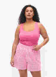 Karierte Pyjamahose aus Baumwolle, Pink Check, Model