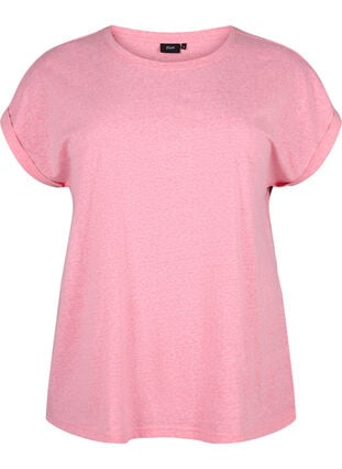 Melange T-Shirt mit kurzen Ärmeln, Strawberry Pink Mel., Packshot image number 0