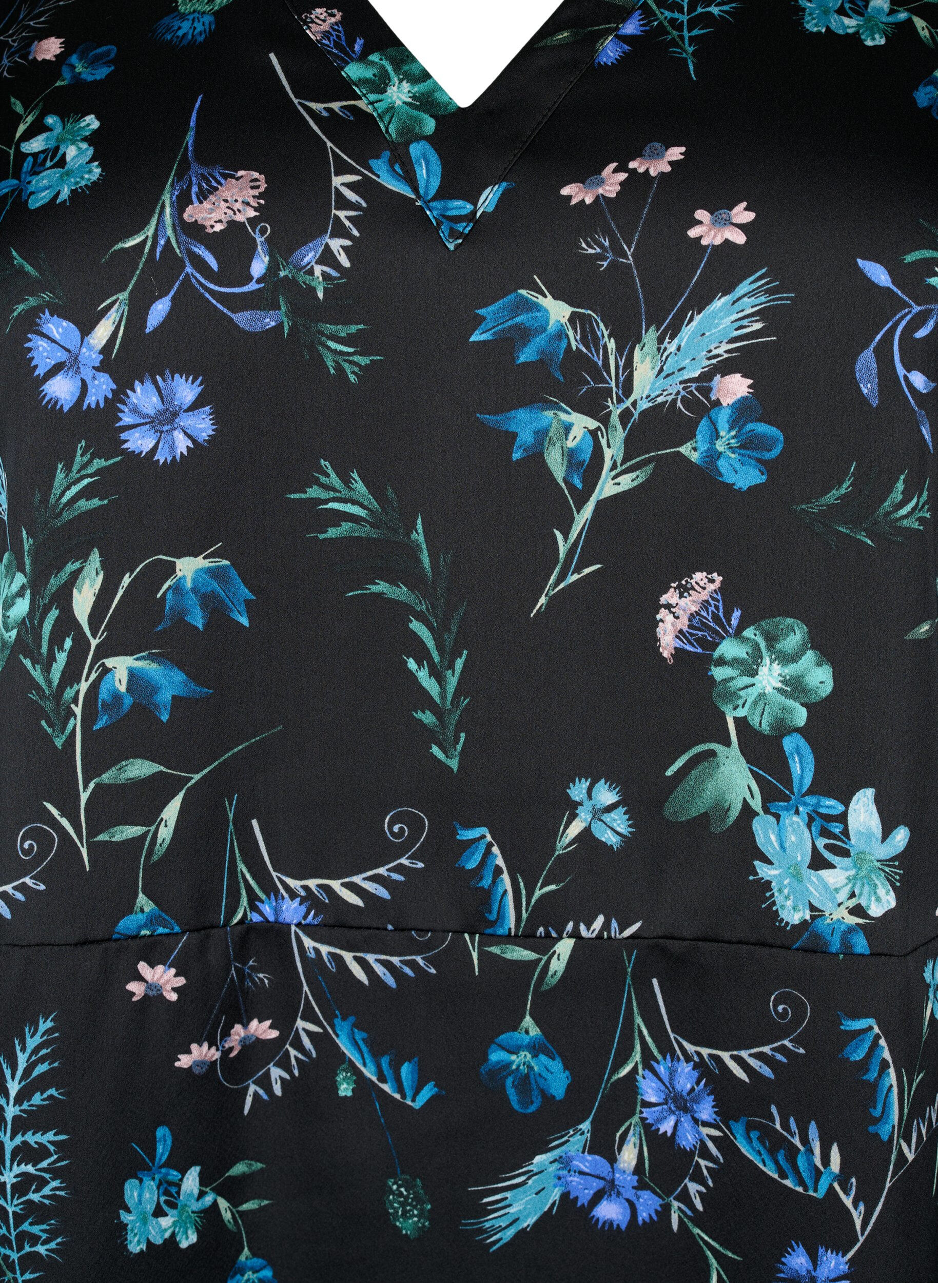 Zizzi Lang&auml;rmliges Midikleid mit Blumenmuster, Blue Flower AOP, Packshot image number 2