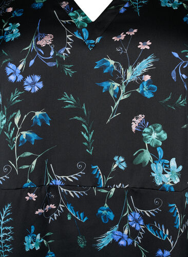 Langärmliges Midikleid mit Blumenmuster, Blue Flower AOP, Packshot image number 2