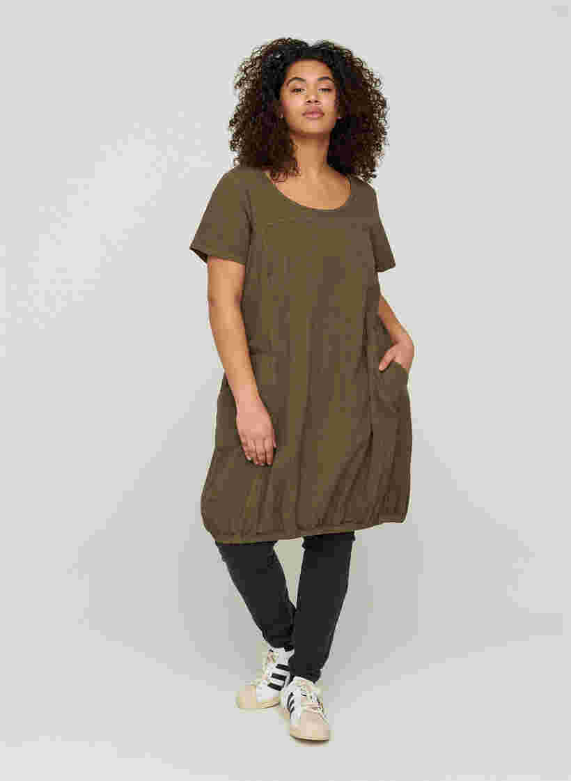 Kurzarm Kleid aus Baumwolle, Ivy Green, Model image number 2