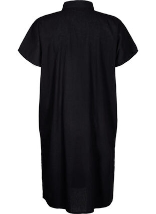 Langes Hemd aus Baumwollmischung mit Leinen, Black, Packshot image number 1