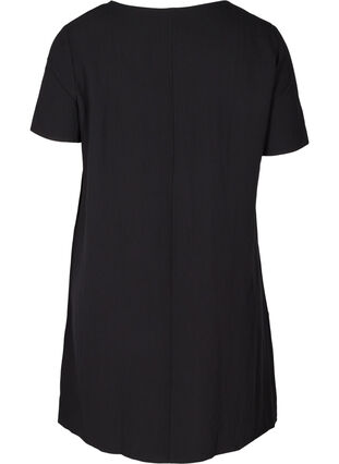 Kurzarm Viskosekleid mit Taschen, Black, Packshot image number 1