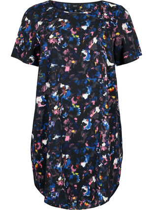 Kleid mit Aufdruck und kurzen Ärmeln, Graphical Ditzy, Packshot image number 0