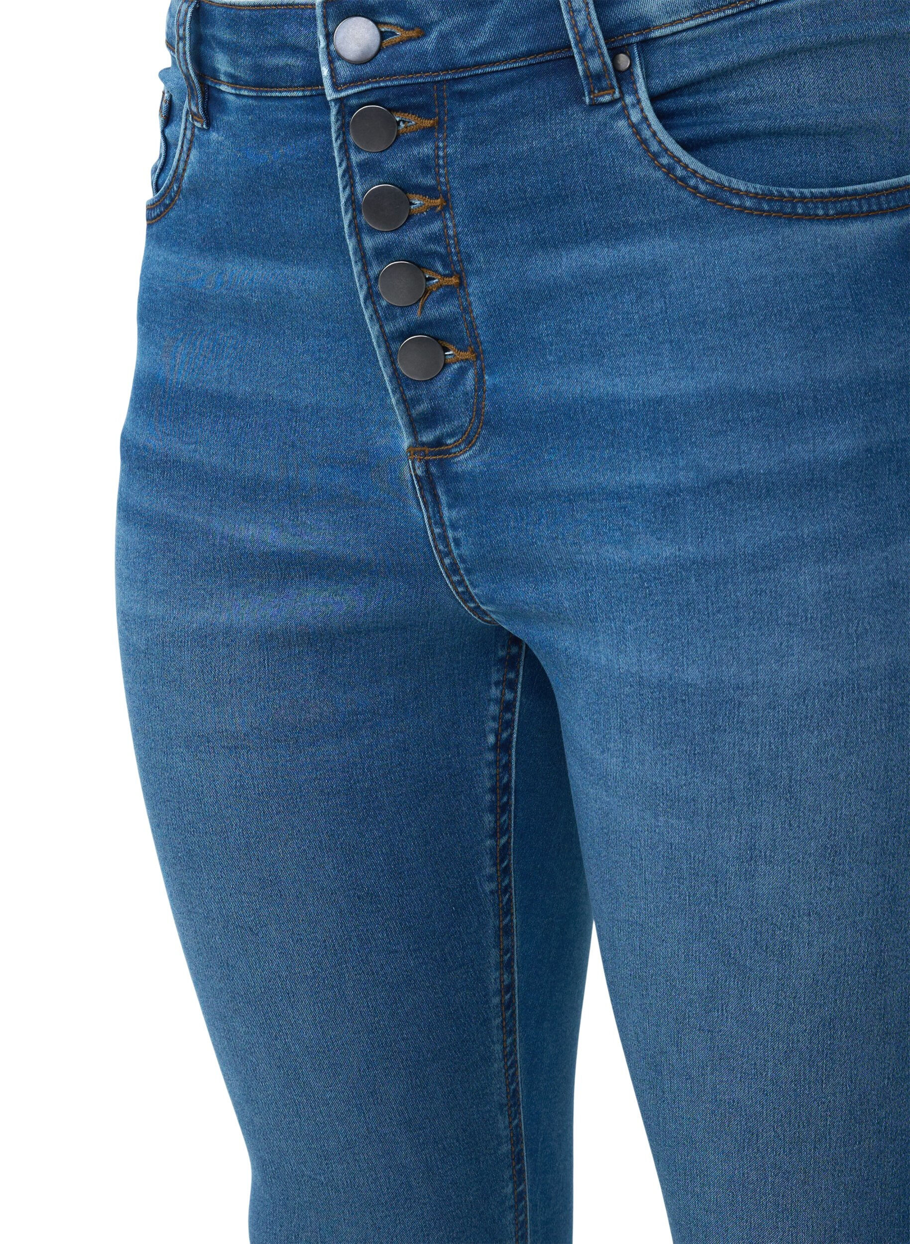 Zizzi Amy Jeans mit hohem Bund und Knopfverschluss, Blue Denim, Packshot image number 2
