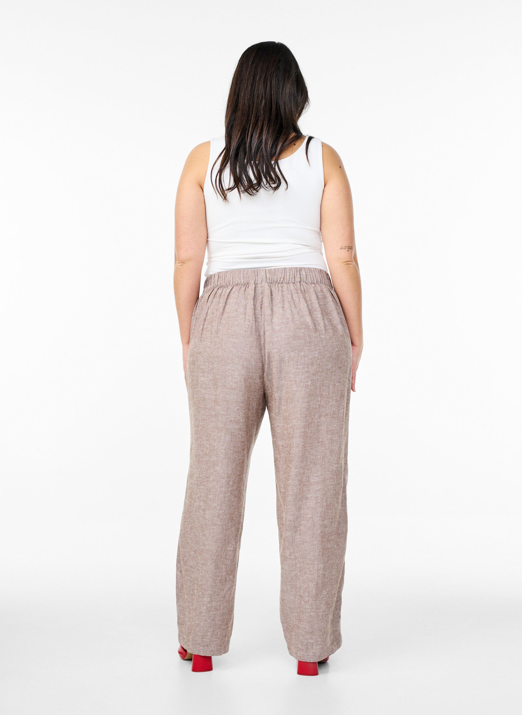 ZizziLockere Hose aus Leinen und Viskose, Braun, Model image number 1