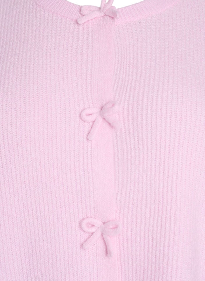 Kurzärmelige Strickjacke mit Schleifen, Pink, Packshot image number 2