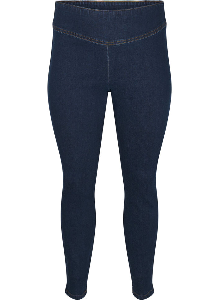 Dehnbare Jeggings mit hoher Taille, Dark Blue, Packshot image number 0