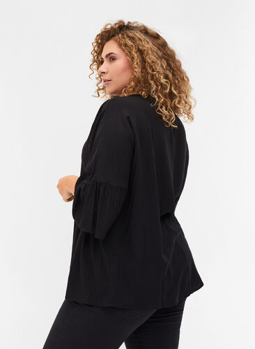 Bluse aus Viskose mit 3/4-Ärmeln, Black, Model image number 1