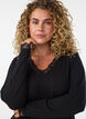 Bluse aus Viskose mit Spitzen und V-Ausschnitt, Schwarz, Model image number 3