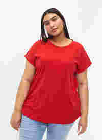 Kurzärmeliges T-Shirt aus einer Baumwollmischung, Tango Red, Model