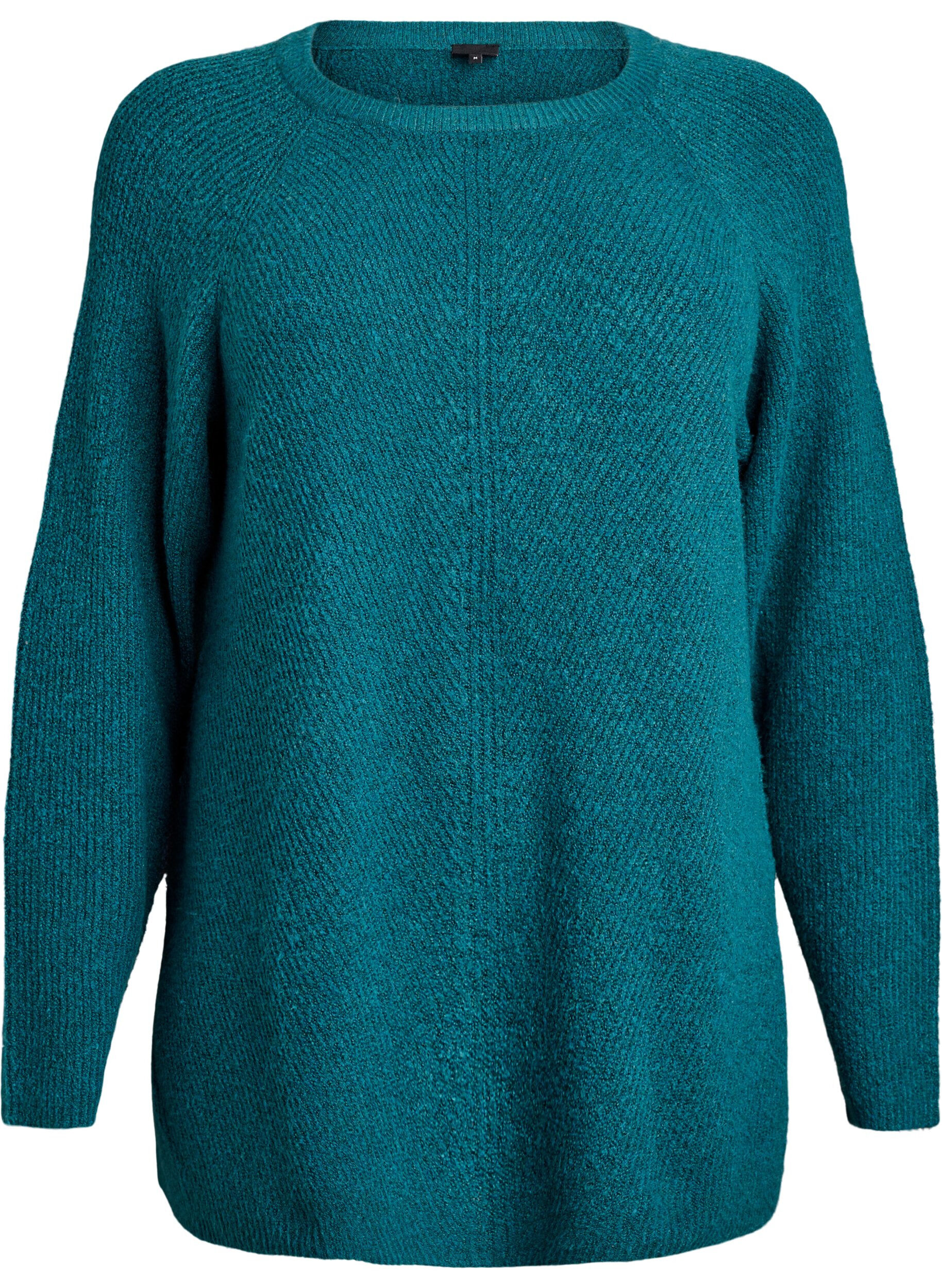 Strickpullover mit diagonalem Muster und Raglan&auml;rmeln