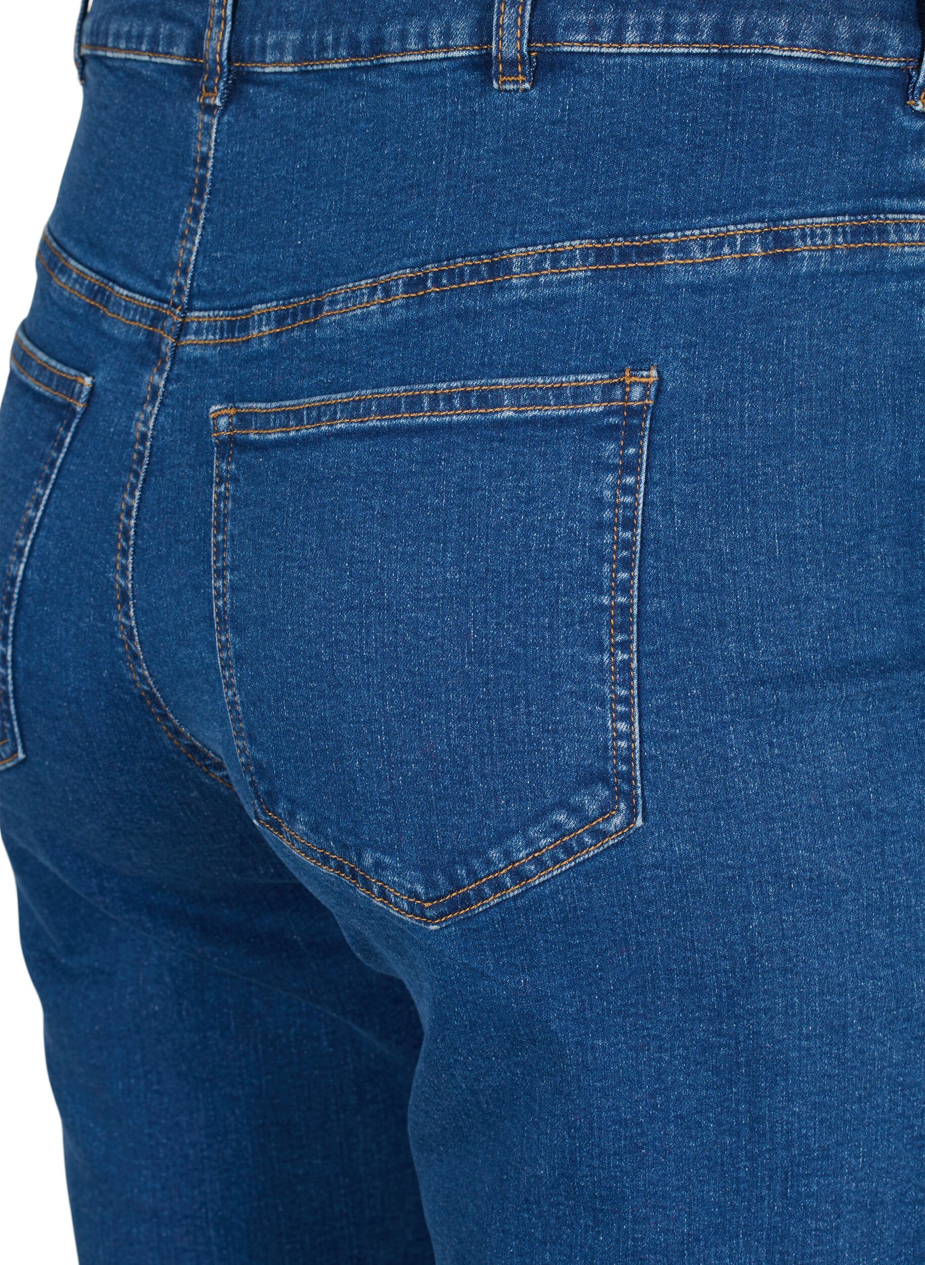 Zizzi Gemma Jeans mit hoher Taille und gerader Passform, Blau, Packshot image number 3