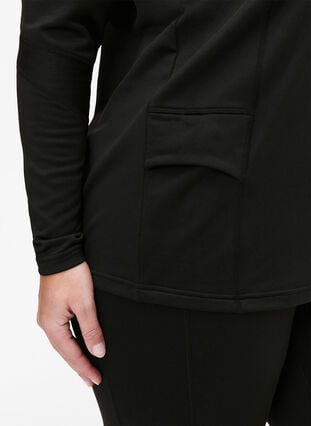 Baselayer-Bluse mit Taschen und Mesh, Black, Model image number 2
