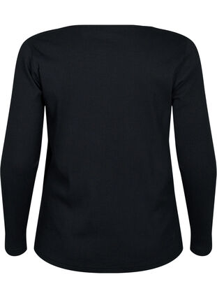 Langärmliges T-Shirt mit asymmetrischer Schnitt, Black, Packshot image number 1