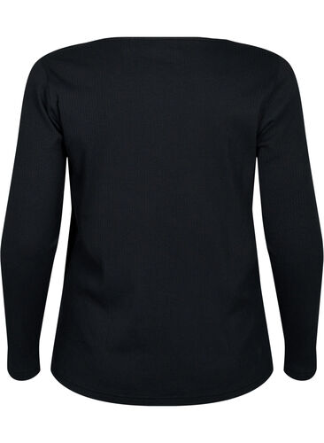 Langärmliges T-Shirt mit asymmetrischer Schnitt, Black, Packshot image number 1