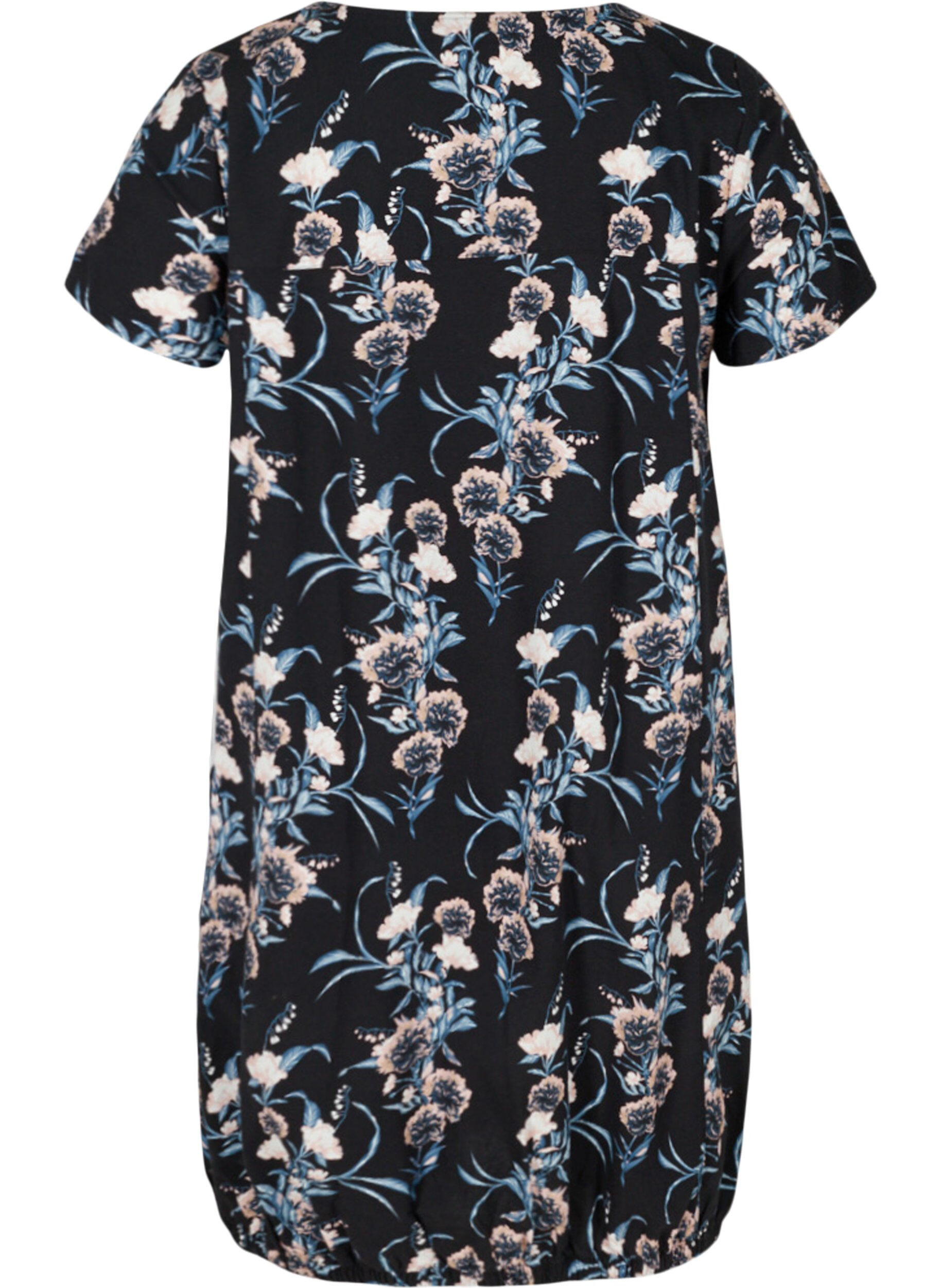 ZizziKurzarm Baumwollkleid mit Print, Blau, Packshot image number 1