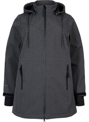 Weiche Schale Jacke mit abnehmbarer Kapuze, Dark Grey Melange, Packshot image number 0