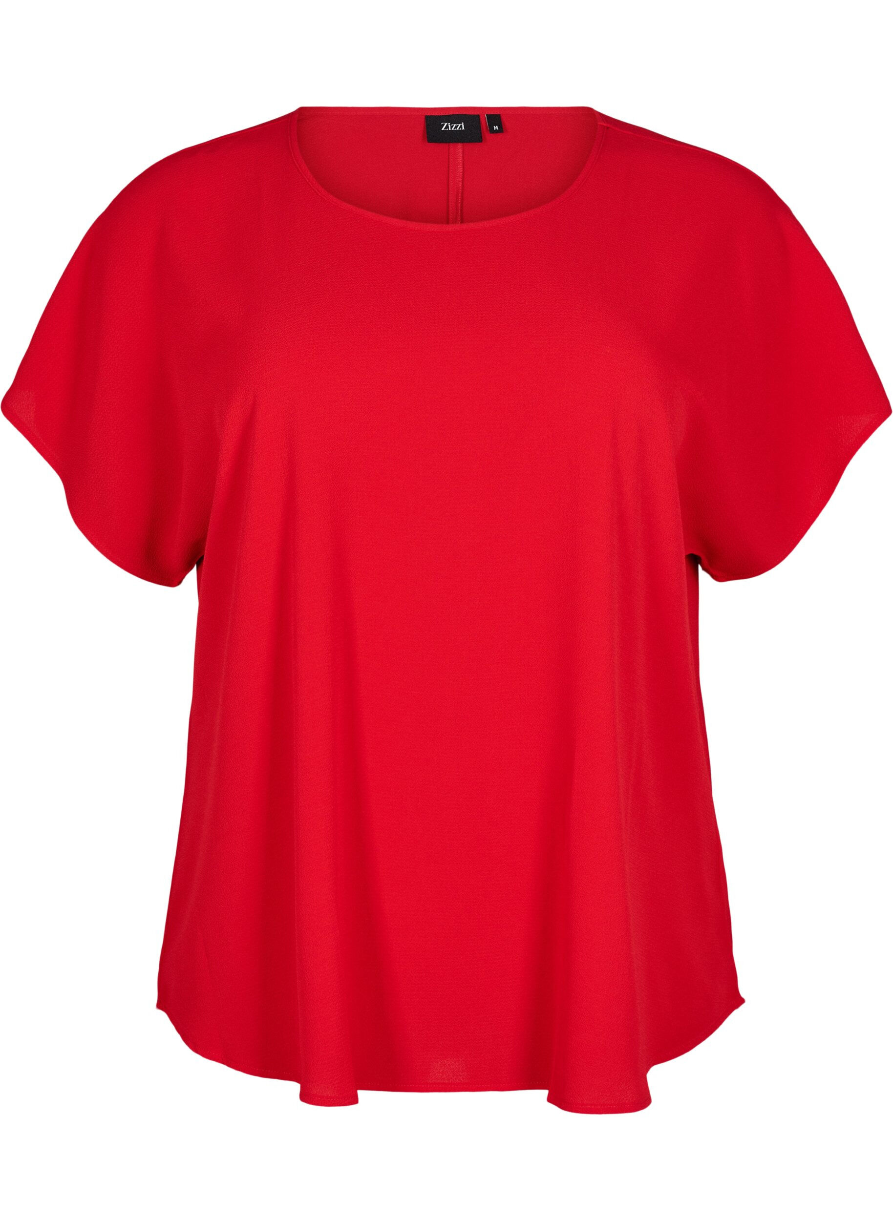 ZizziBluse mit kurzen &Auml;rmeln und einem Rundhalsausschnitt, Rot, Packshot image number 0