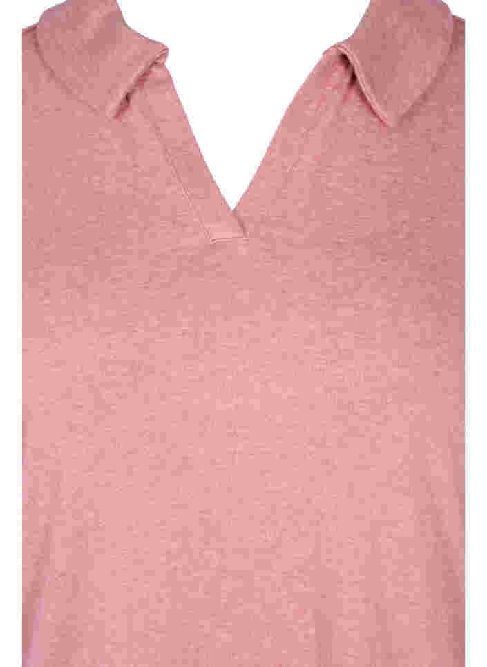 Melierte Bluse mit Kragen und 2/4-Ärmeln, Rose Melange, Packshot image number 2