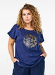 T-Shirt mit goldfarbenem Blumendruck, Naval A. Gold Rose, Model image number 0