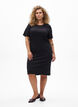 T-Shirtkleid aus geripptem Jersey in Knielänge, Schwarz, Model image number 1