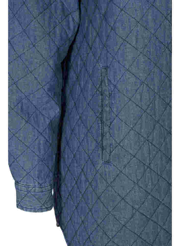 Gemusterte Jacke mit Knöpfen und Taschen, Blue denim, Packshot image number 3