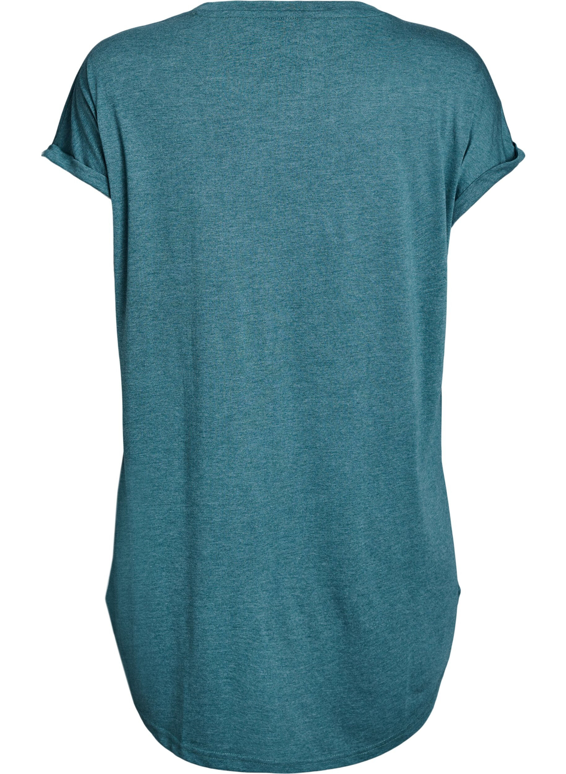 Zizzi Kurz&auml;rmliges Nachthemd mit Textdruck, Gr&uuml;n, Packshot image number 1