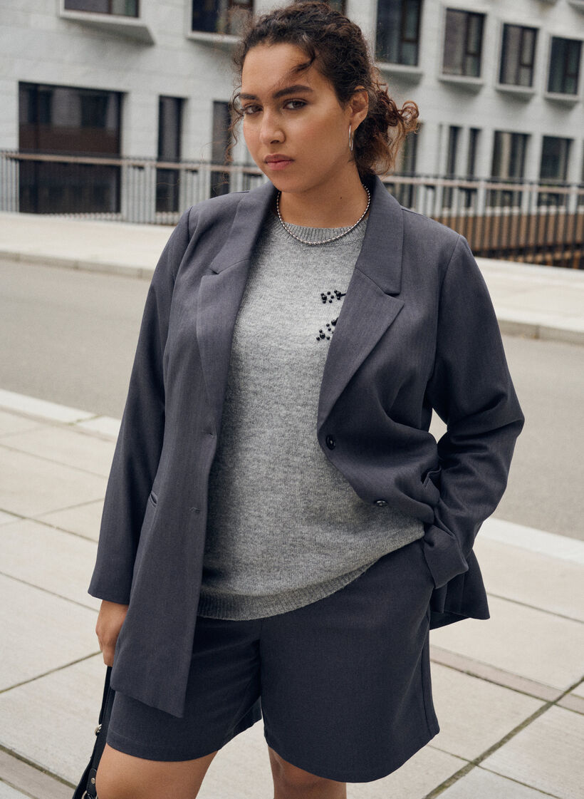 Pullover mit Perlenstickerei, Grau, Image image number 0