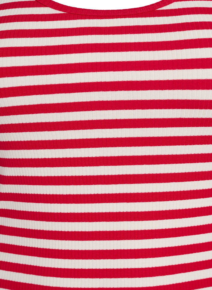 Gestreiftes Tanktop mit Rippenstruktur, Rot, Packshot image number 2