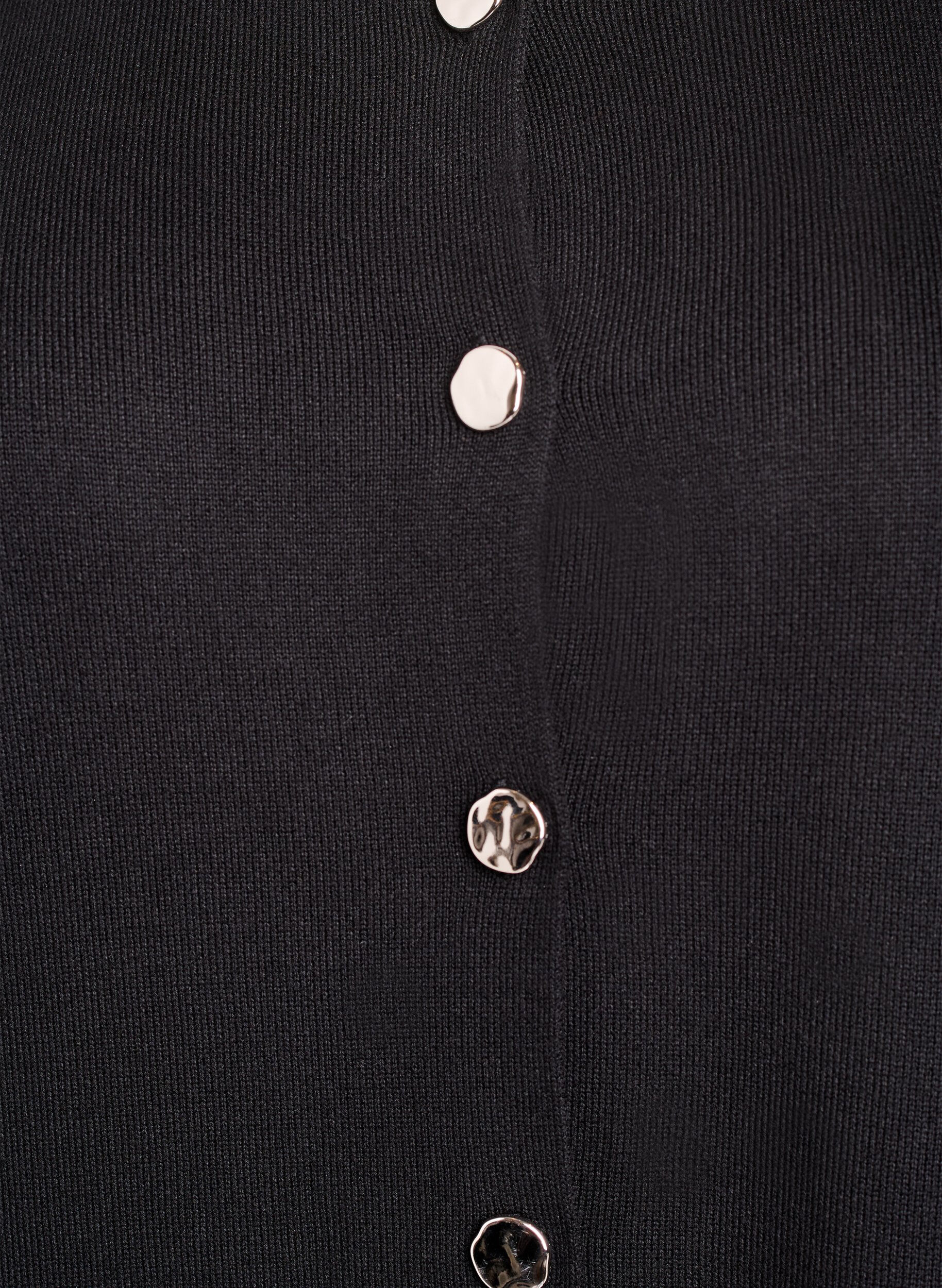 Zizzi&Auml;rmellose Strickweste mit Zierkn&ouml;pfen, Schwarz, Packshot image number 2
