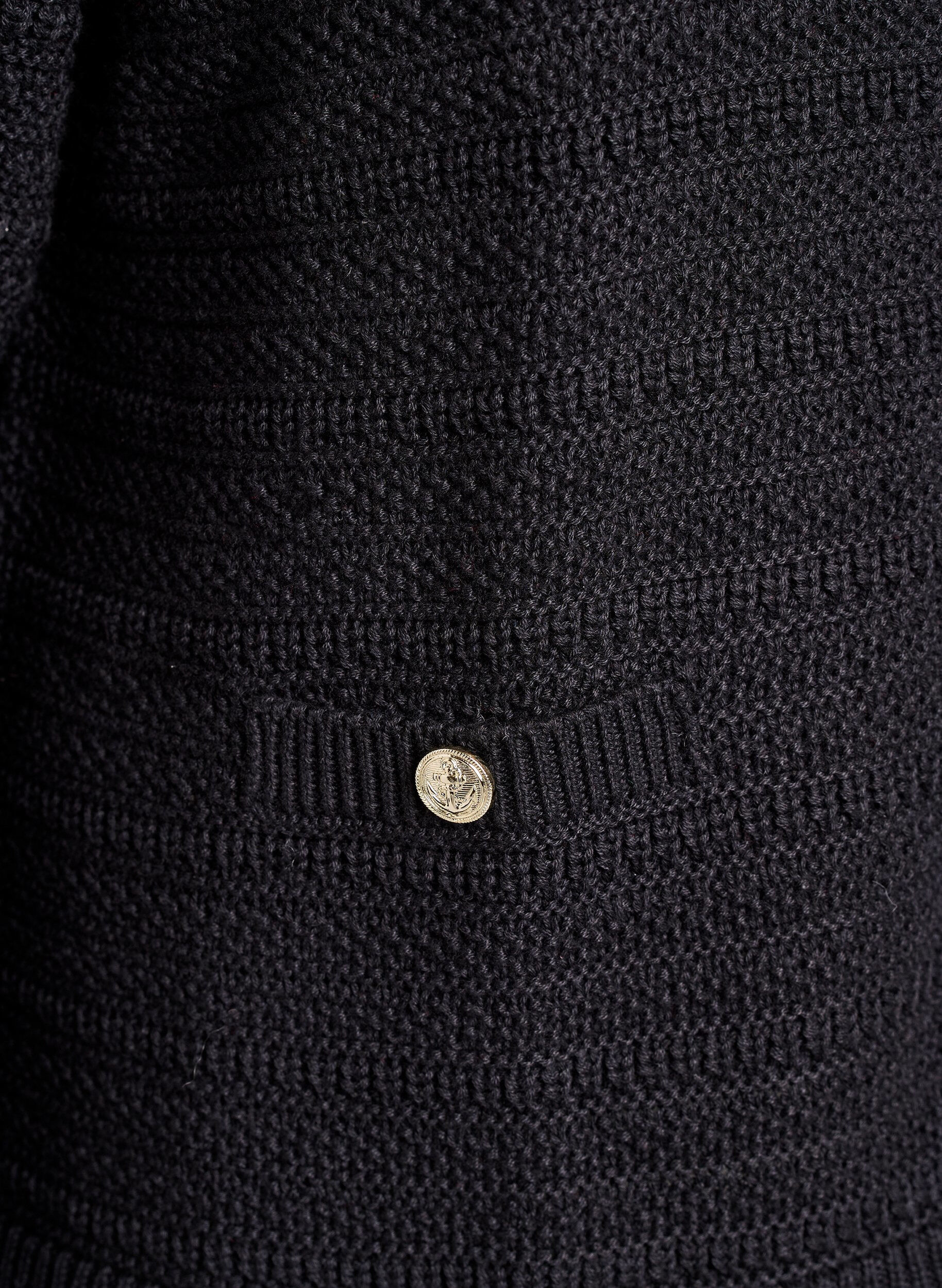 Zizzi Strickjacke mit Strukturstrick und dekorativen Kn&ouml;pfen, Schwarz, Packshot image number 3