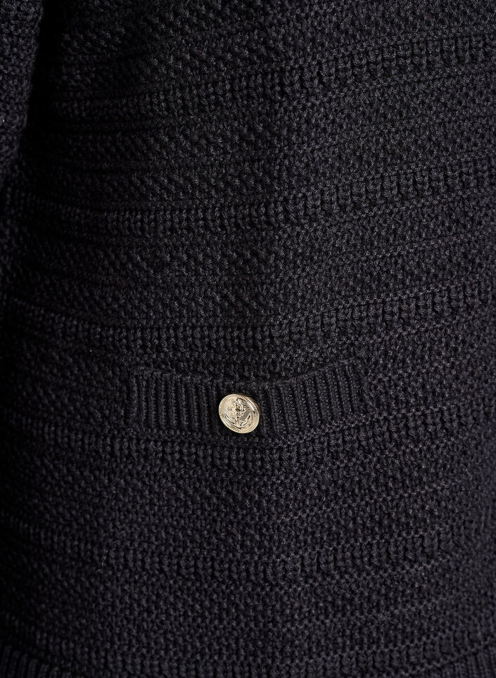 Strickjacke mit Strukturstrick und dekorativen Knöpfen, Schwarz, Packshot image number 3
