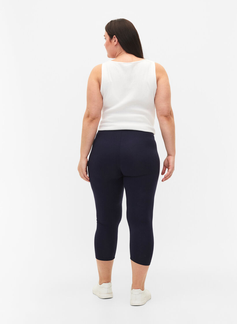 Basic 3/4-Leggings aus Viskose, Blau, Model image number 2