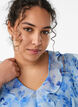 Gebl&uuml;mtes Kleid aus Chiffon mit R&uuml;schen und langen &Auml;rmeln, Blau, Model image number 2