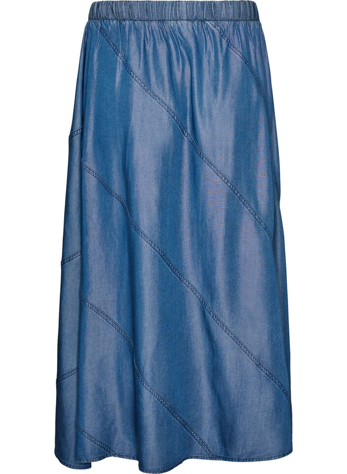 Maxirock in Denim-Optik aus TENCEL&trade; Lyocell, Blau, Packshot image number 1