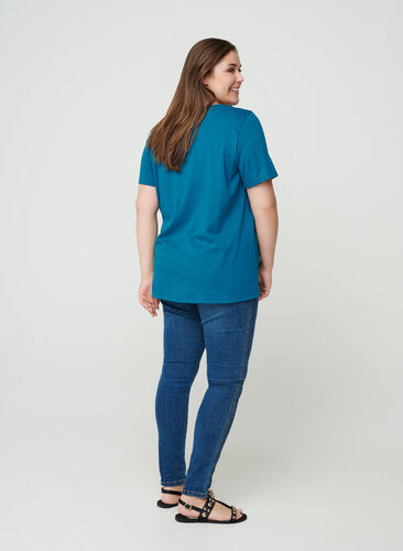 Kurzarm T-Shirt mit Print, Blue Coral, Model image number 1