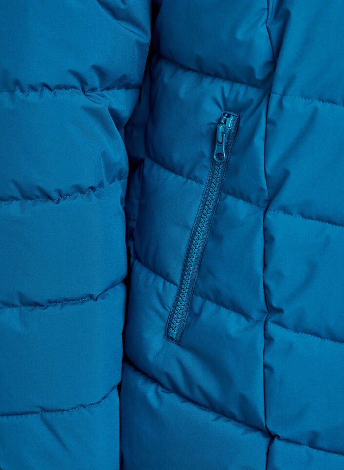 Kurze Steppjacke mit Kapuze, Petrol, Packshot image number 3